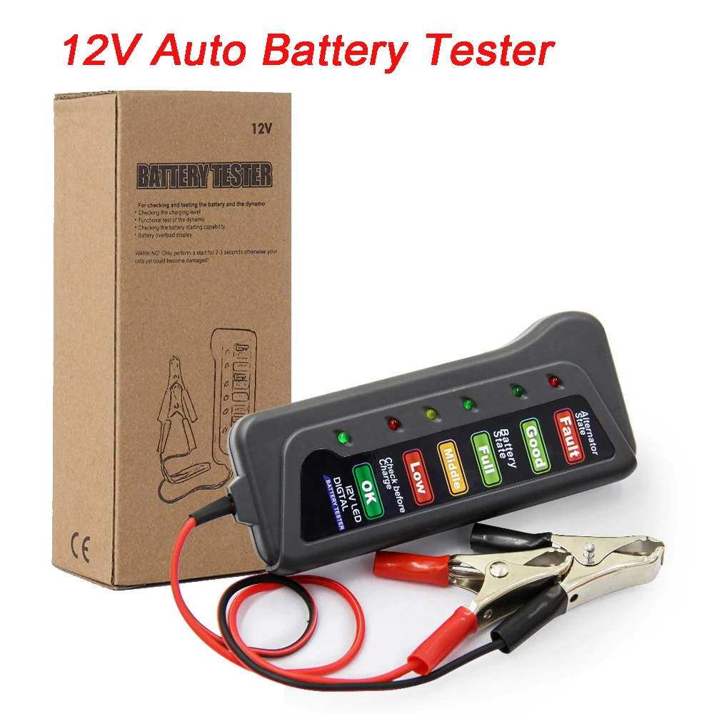 Auto Digital Battery Tester 12V Alternator 6 LED Light Brand New And High Quality For Auto Diagnostic Tool