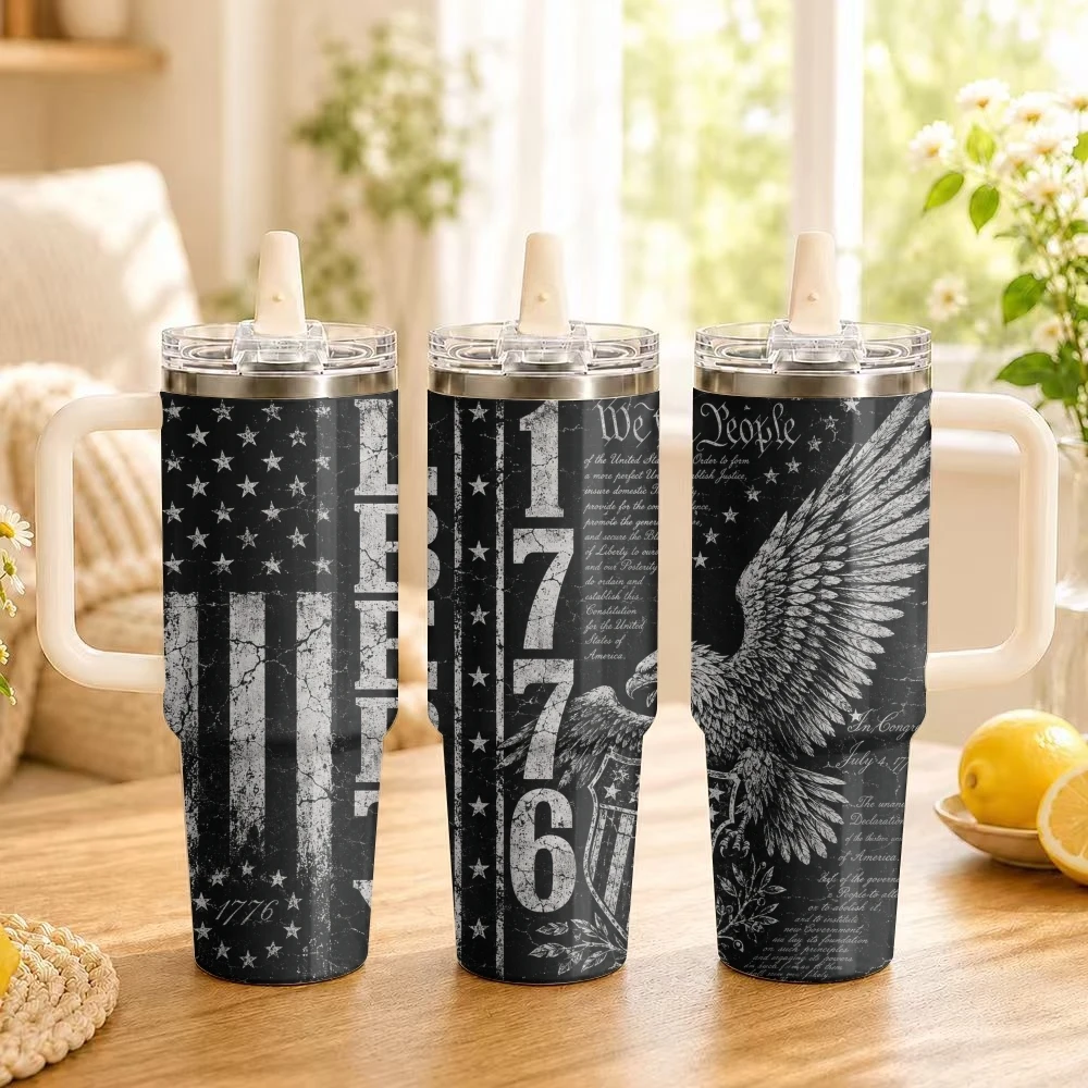 Freedom Eagle Legacy Vacuum Flasks 40oz Stainless Steel Insulated Tumbler Leakproof Vacuum Travel Mug Portable Coffee Cup