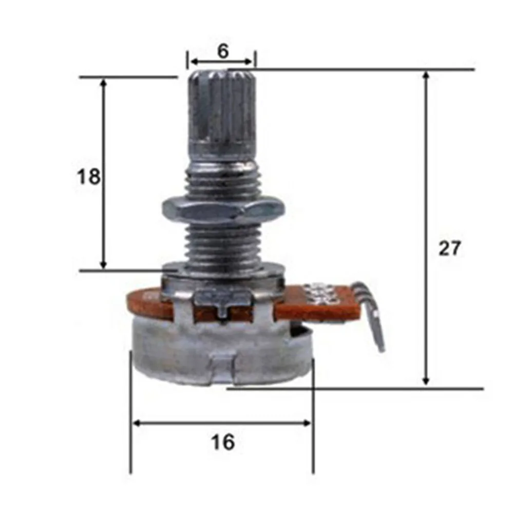 18mm Shaft Guitar Potentiometer 250K 500K Ohms A Type Tone B Type Volume Pot for Electric Guitar Bass Custom Wiring and Mounting