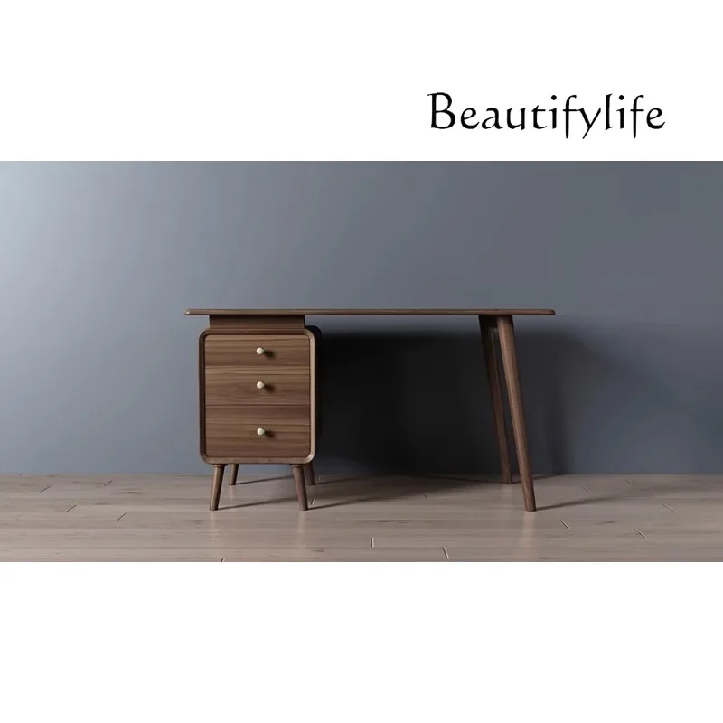M North American Black Walnut Modern Nordic Desk Storage Drawer Study Writing Workbench