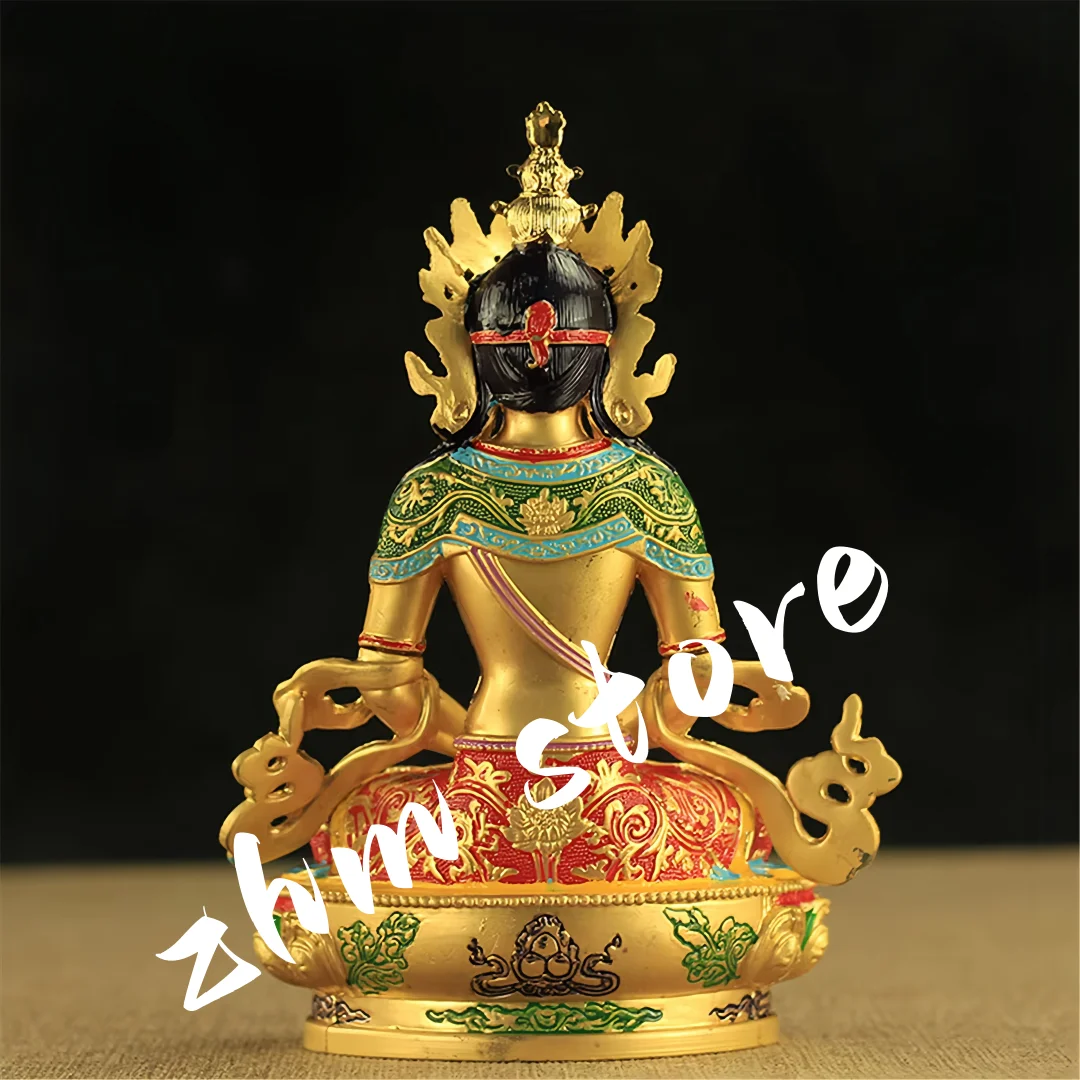 6 Inch Colored Alloy Metal Buddhist Longevity Buddha Sculpture Statue,Tibetan Pray/Blessing Home/Living Room Office Figurine