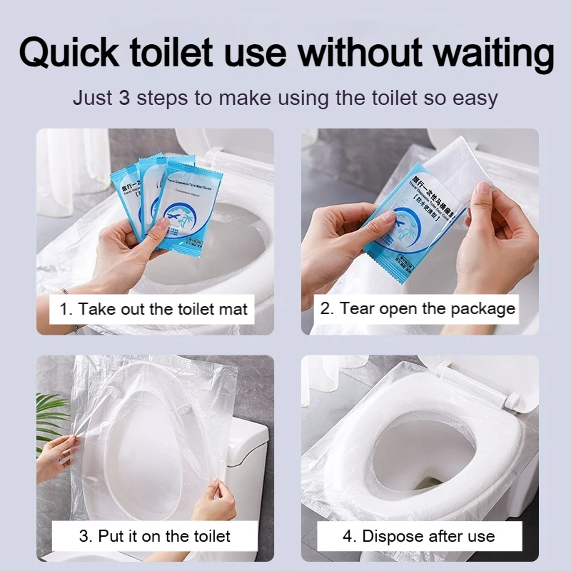50Pcs Disposable Plastic Toilet Bowl Protector Toilet Seat Cover Disposable Toilet Cover for Travel Public Restroom YCXMTD02