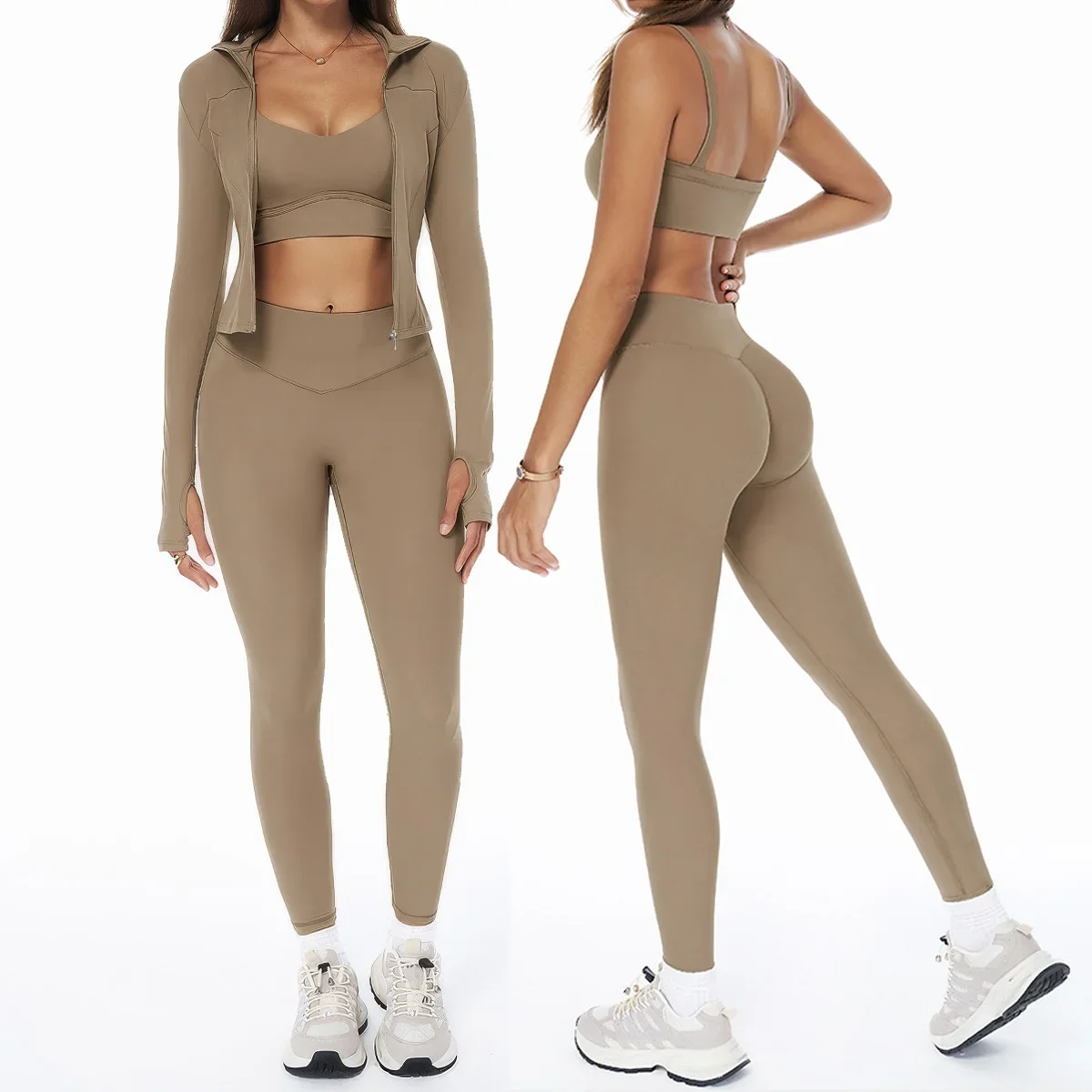 

2/3PCS Sportswear Yoga Set Gym Sports Bra Zipper Jacket Leggings Clothes Sportswear Yoga Suits for Women Fitness Set Tracksuit