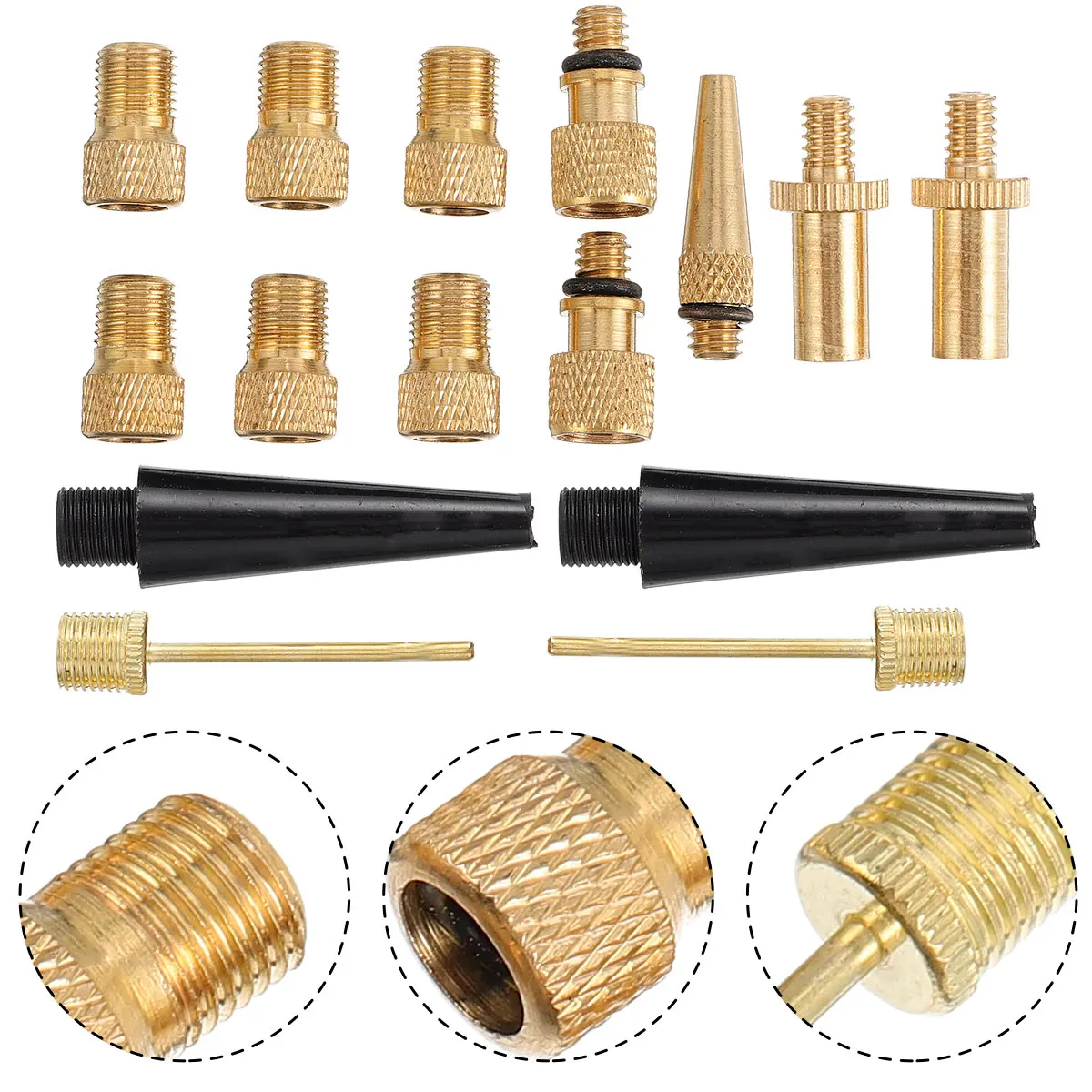 

15 Pcs Bicycle Valve Adapter Bike Adaptor Removal Needle Tire Pump Nozzle Inflator Kit