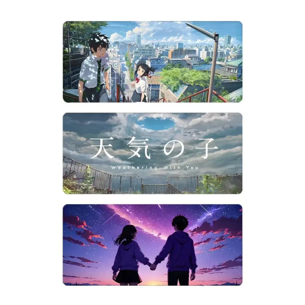 anime romance W-Weathering with You Mouse Pad Large Gaming Mousepad with Stitched Edges Thickened Desk Mat PC