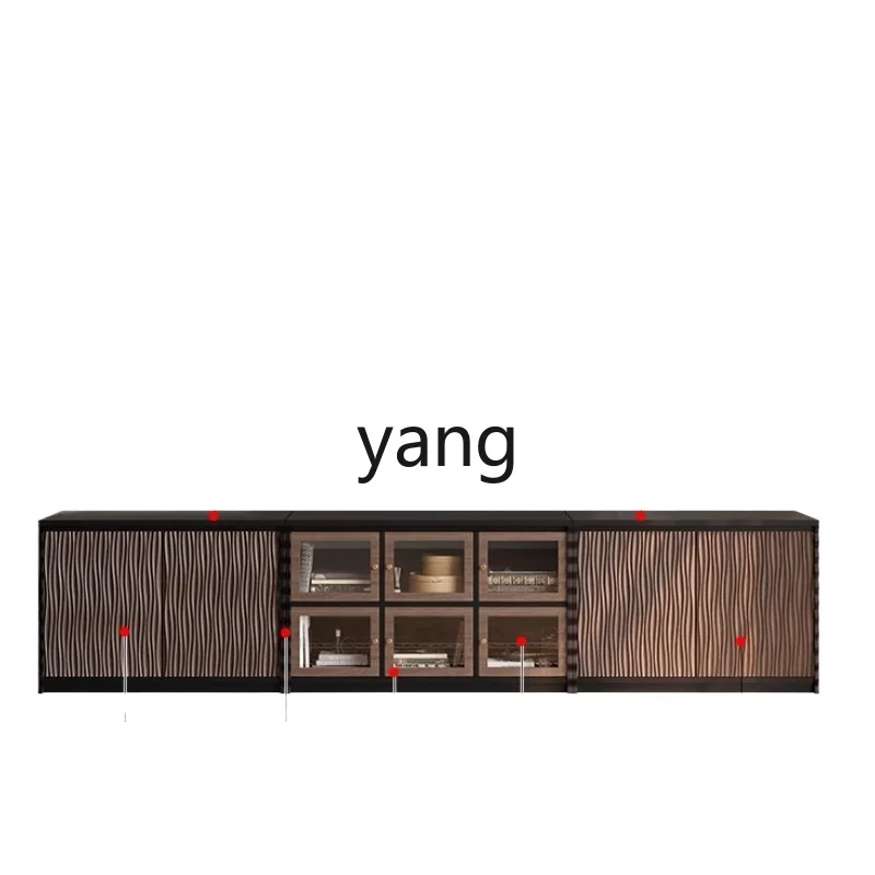 

ZJJ retro TV cabinet module combination cabinet medium antique solid wood living room bone line display