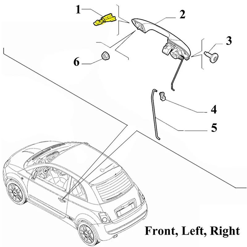 For Fiat 500 2007-2019 Car Front Door Handle Hinge Repair Kit Fit Abarth 500 For Alfa Romeo 147 GT 2006-2010 51964555 51939041