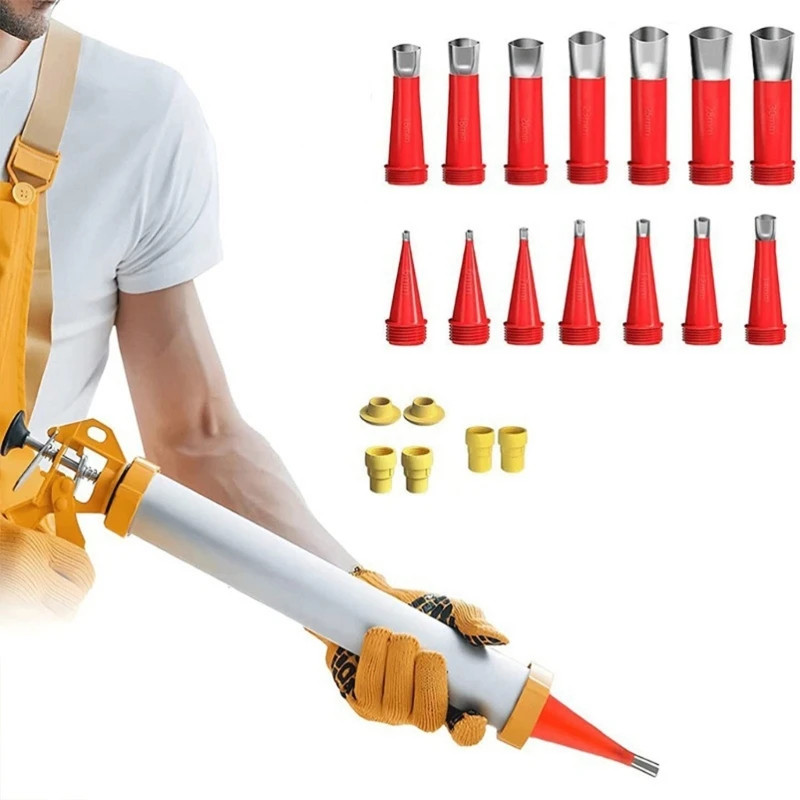 ipiip 22Piece Caulking Finisher Extension Nozzle Tips Easy to Clean Stainless Steel Tips Suitable for Seamless Application