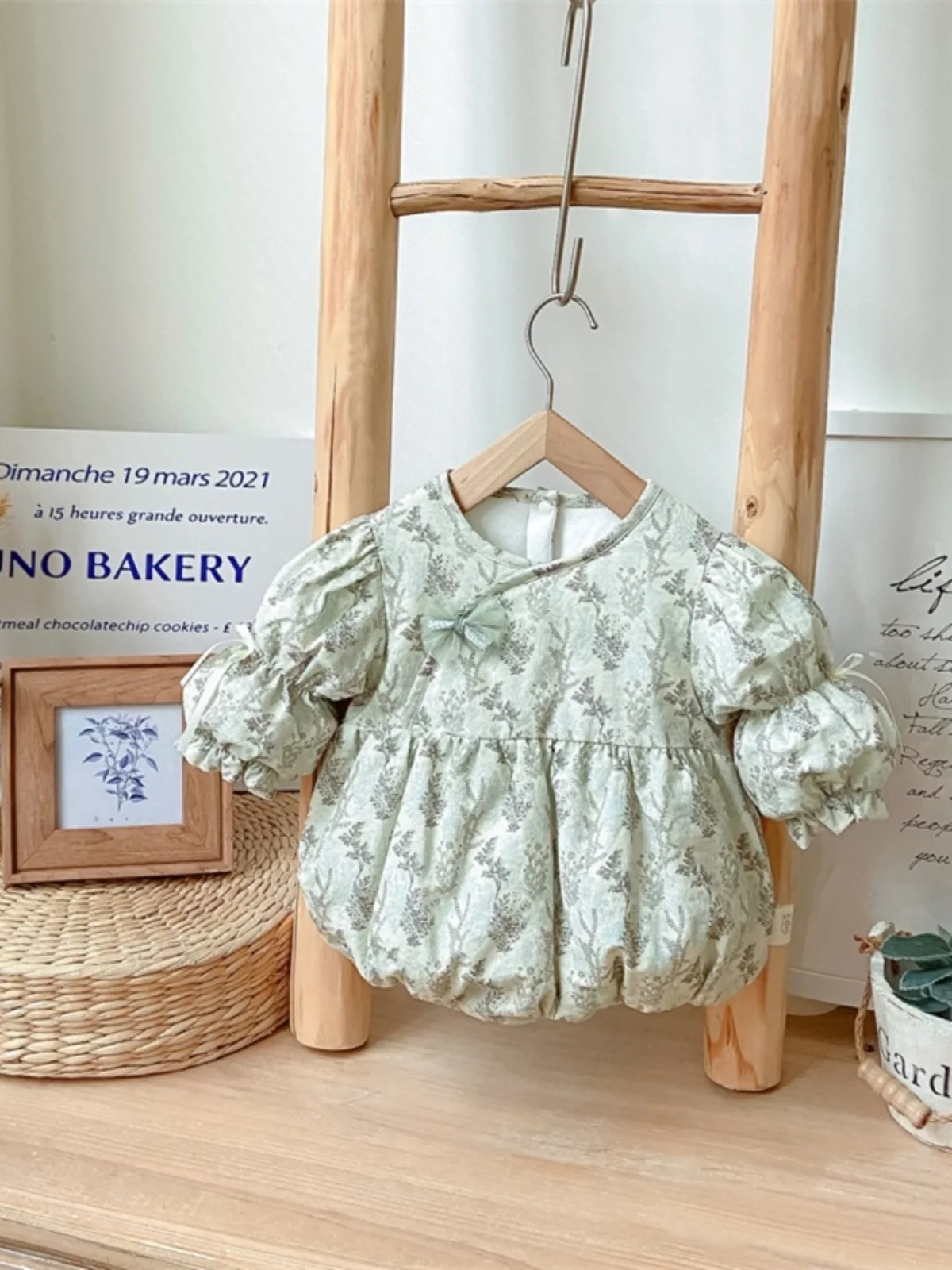 

Adorable e Baby Girl Clothes Newborn Autumn Outfit Double Layer Cler Korean Sle Cotton Suit Floral Patterned Onesie