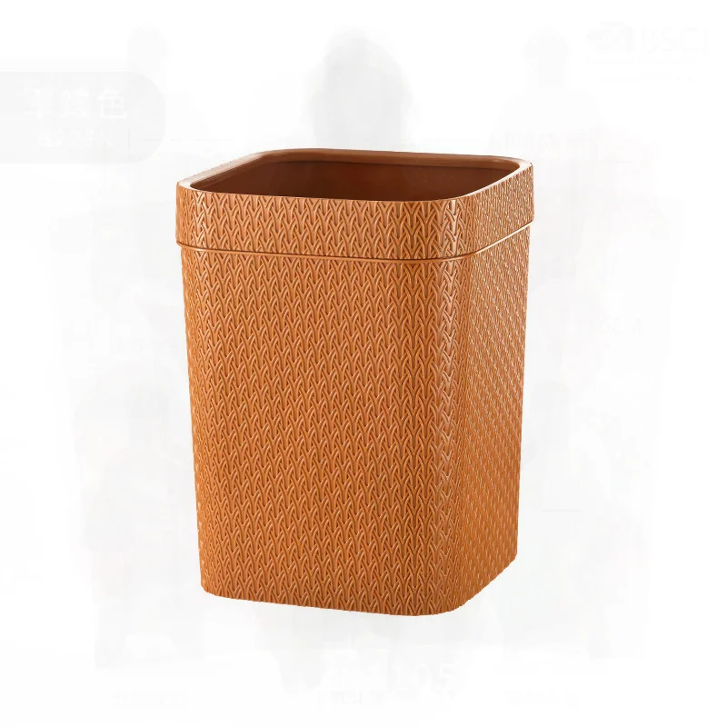 

Большой пластиковый мусорный бак для ванной комнаты, квадратный бочонок для хранения с прижимным кольцом, коричневый, бытовой, креативный, для гостиной, 12 л +