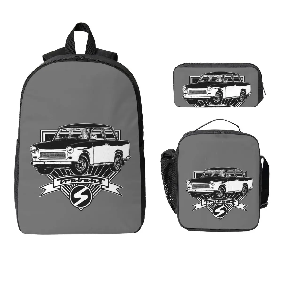 

Trabant 601 Backpack Student Boys Girls BookBag School Bag Laptop Shoulder Bags 3ps Insulated Lunch Bag Pencil Case