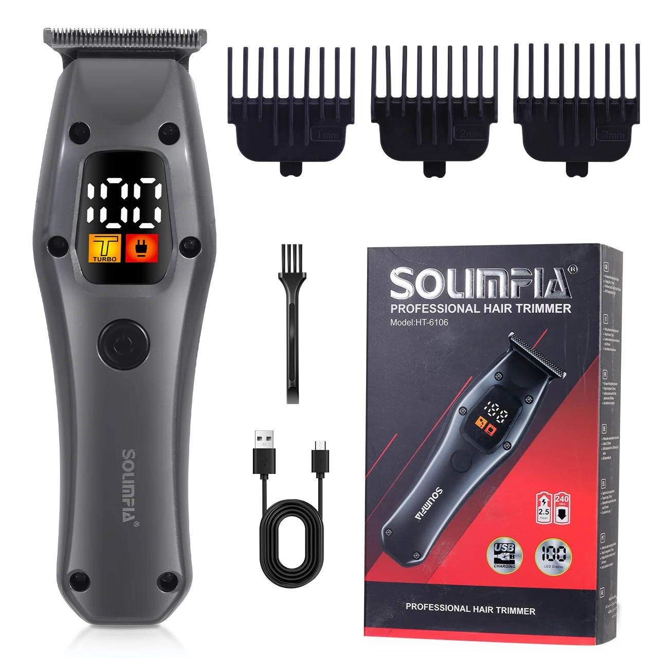 Solimpia Retro Hair Salon Electric Clippers for Men Digital Display Haircut Scissors Carving Pompadour New Model