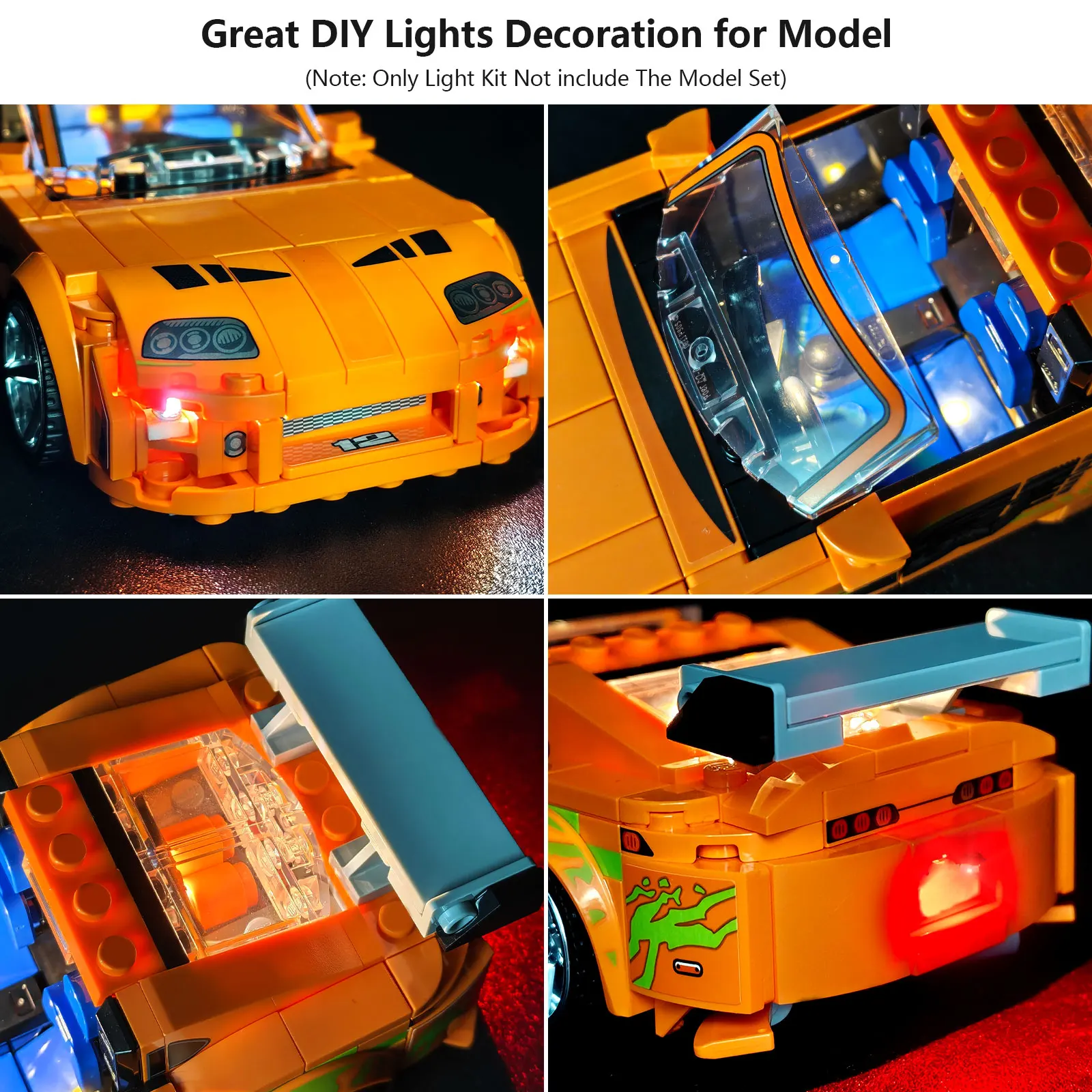 LED Lights Kit for Lego 77260,DIY Lights For The Fast and The Furious Toyota Supra MK4 MOC Building Blocks, Bricks Not Included view 5