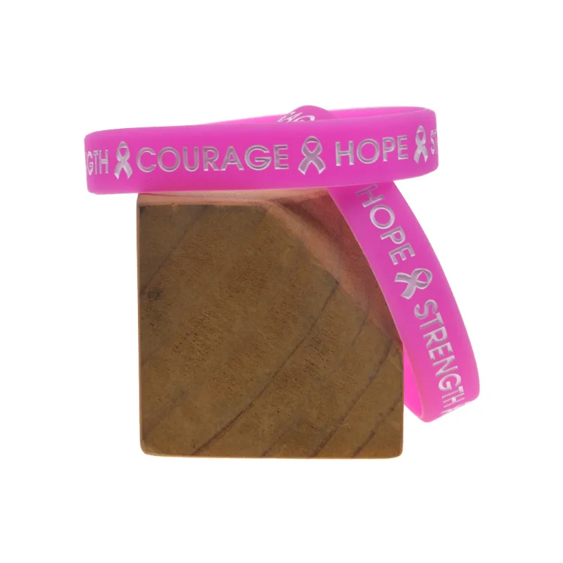 Bracelet en Silicone pour ruban de sensibilisation au Cancer, 50 pièces, bracelet de motivation pour courage de force d'espoir
