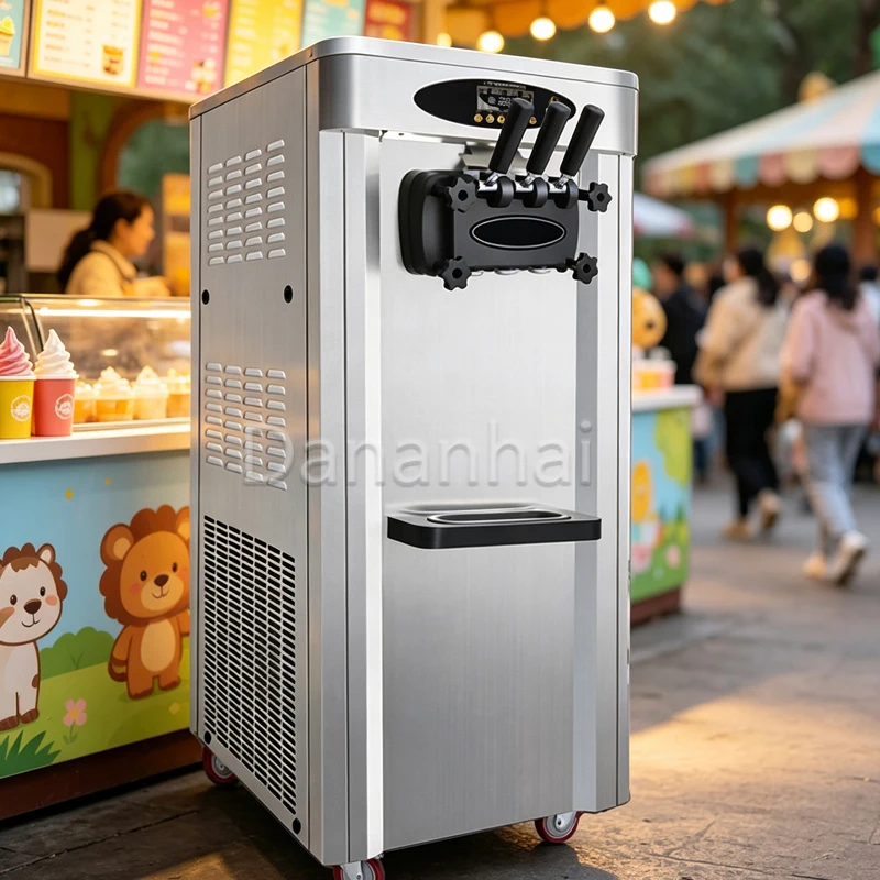 Automatic Three Flavor Ice Cream Maker for Commercial Use Fruit Sundaes Machine Sold in Pakistan