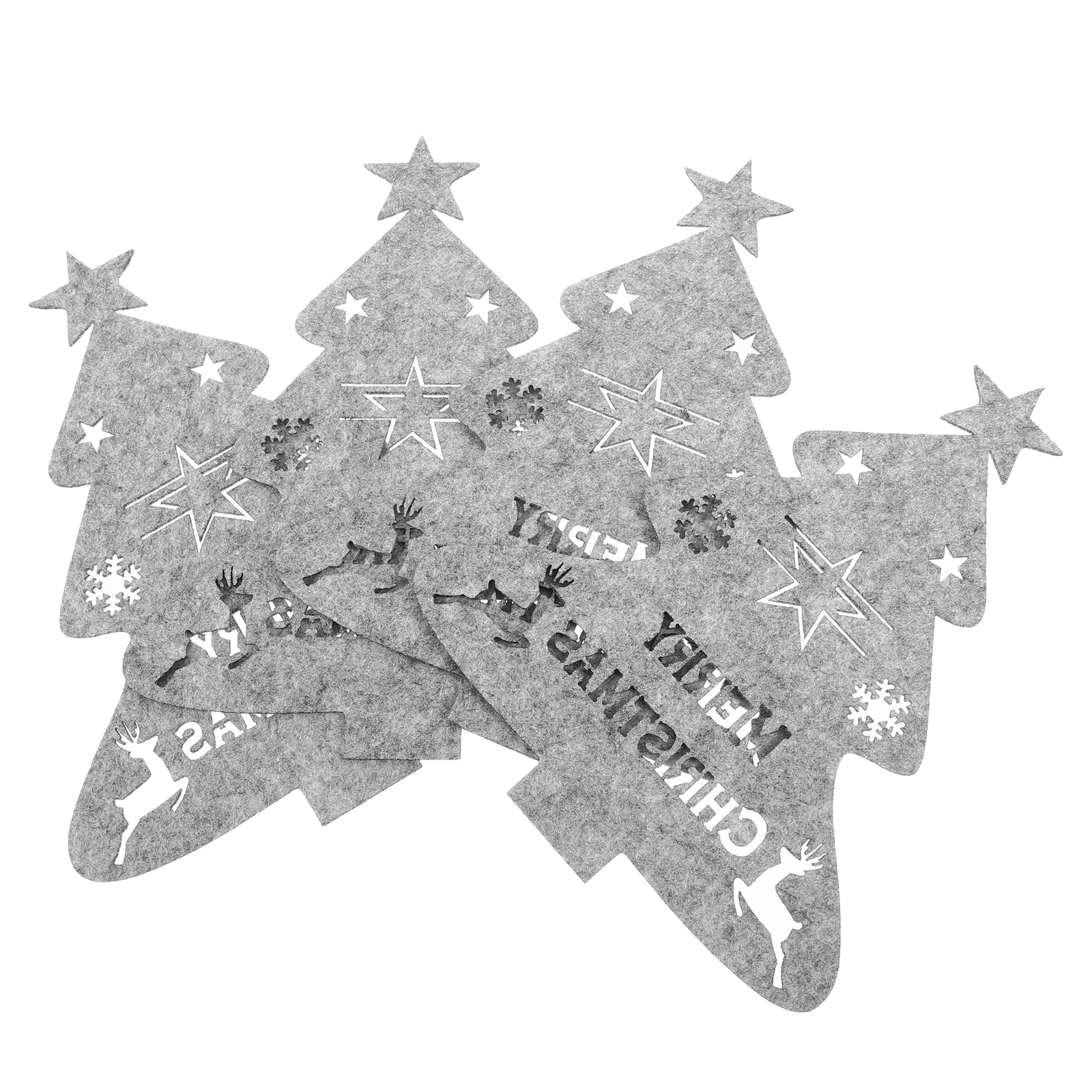 

4 Pcs Christmas Tree Cutlery Set Elk Design Silverware Holders Felt Cloth Nutcracker Theme Party Tableware Storage Xmas