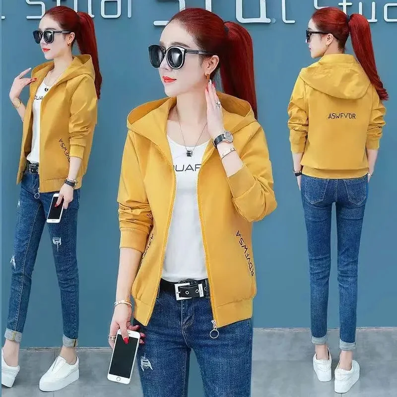 Jacket Women New Spring Autumn Short Coat Korean Style Hooded Ladies Jackets Loose Short Outerwear All-Match Top Female Overcoat