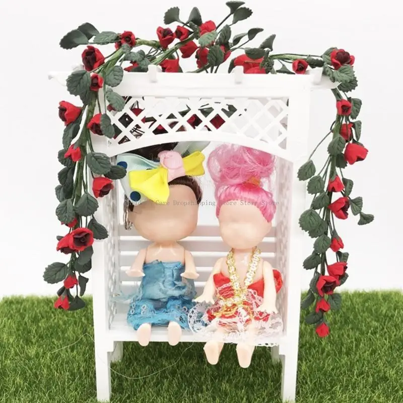 الحرف اليدوية زهرة الورد الاصطناعية لبيت الدمية المناظر الطبيعية اكسسوارات ترتيب الزهور لمشهد حديقة مصغرة 1/12