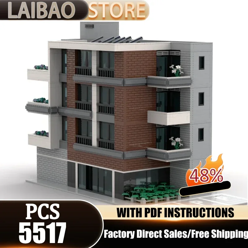 City Street View Moc Building Blocks Apartment Complex Modular Model Bricks DIY Assembly Construction Toys Holiday Gifts