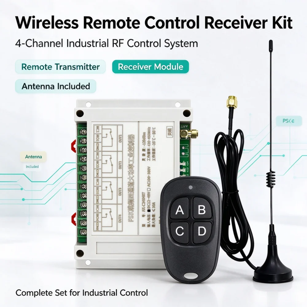Wireless Remote Control Switch for Industrial Lifting Equipment Heavy Duty Machines 4-Ch DC12V 24V 48V AC110V 220V 380V 450V