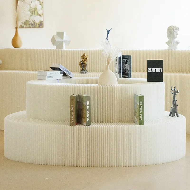 Double-layer mid-island long strip booth stepped display stand rack multi-layer mid-island product floor display rack