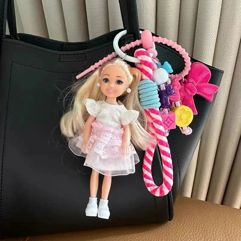 Cute Doll Pendant Hanging Backpack Ornament DIY Change Clothes Bag Charm Car Key Ring Bag Decoration for Barbie Doll