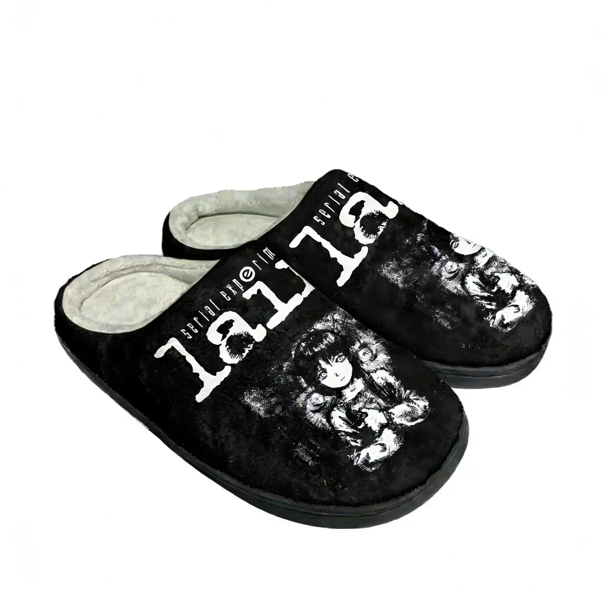Pantuflas de algodón para el hogar de Serial Experiments Lain, pantuflas de dibujos animados para hombre y mujer, pantuflas de felpa para dormitorio, informales, para mantener el calor, pantuflas hechas a medida