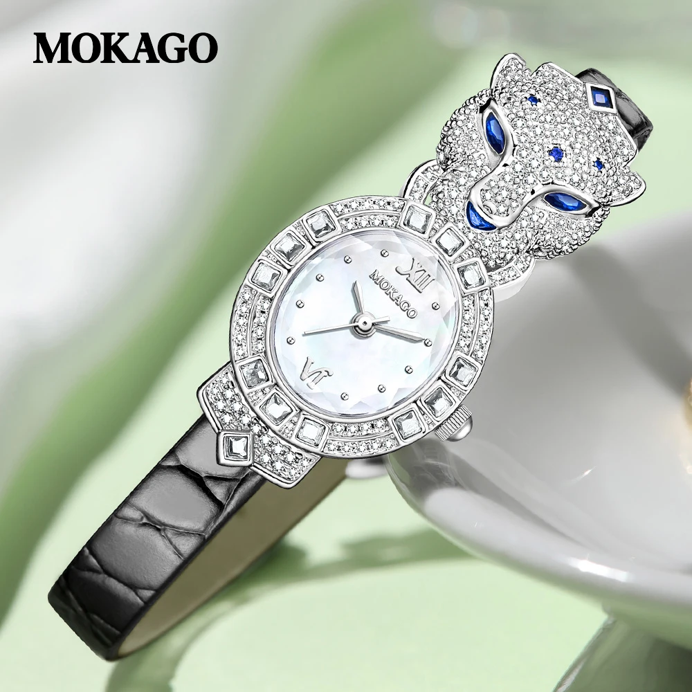 2025 креативные брендовые модные кварцевые часы для женщин с леопардовыми шипами и бриллиантами, роскошные женские наручные часы с кожаным ремнем, ювелирные часы