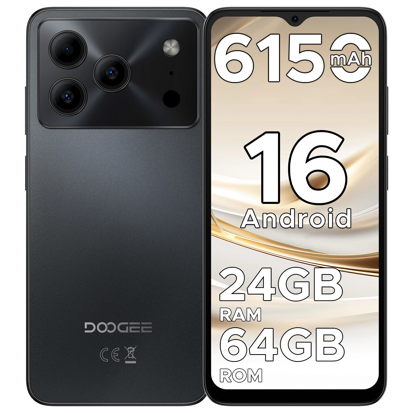Globale versie DOOGEE Note 56 Smartphone Android 16 6150mAh Grote Batterij 6.56'' Scherm 24GB 64GB 8MP Camera Mobiele Telefoon
