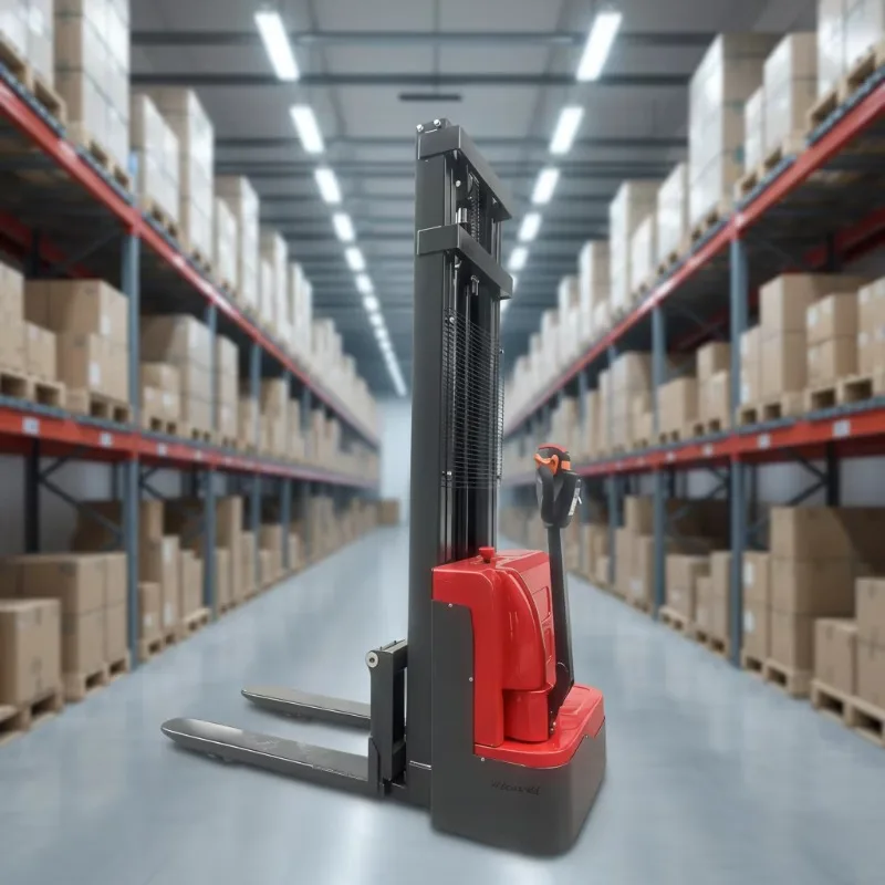 Load 1500kg Full Electric Pallet Stacker 2m 3m 4m Lifting Height Walking Type Electric Stacking Truck Forklift