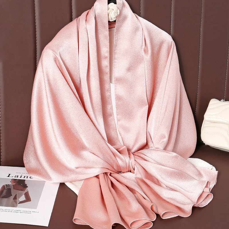 Solid Color Luxury Fashion Women Hijab Scarf Long Silk Soft Comfortable Scarves Shawl Muffler Neckerchief Outdoors Bandanna Lady