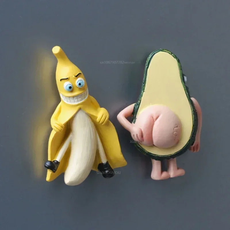 3D Cute New Funny Refrigerator Magnets Creative Painting Stereo Banana Avocado Cartoon Magnetic Home Decoration kitchen items1pc