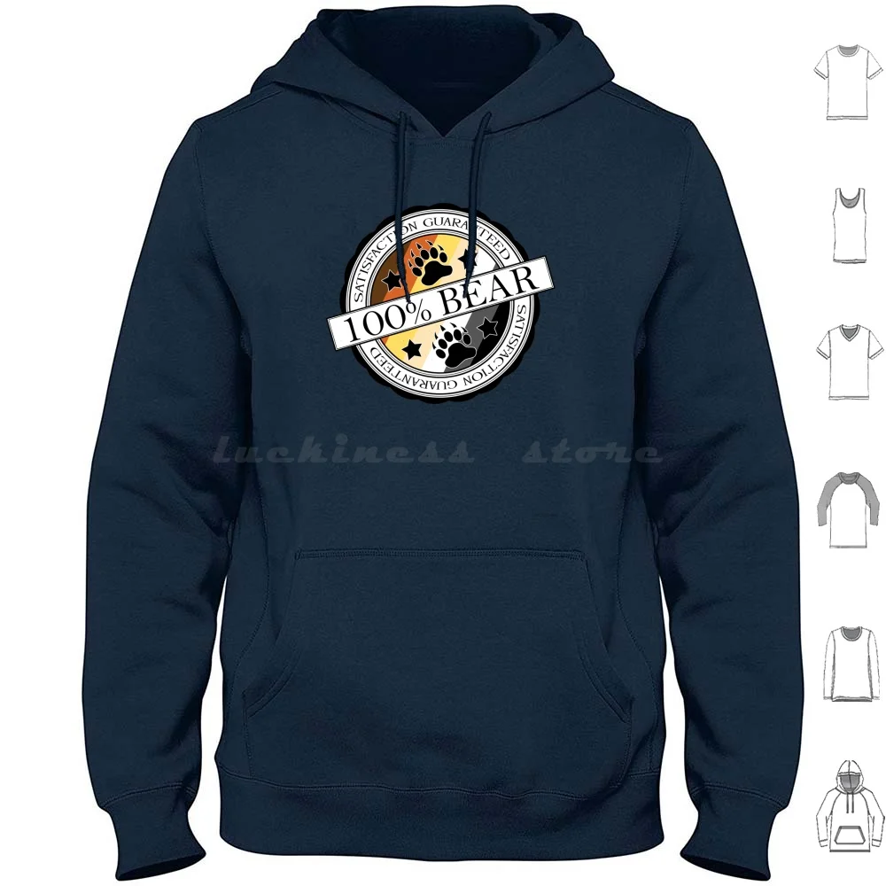 100% Bear-Satisfaction Guaranteed Hoodies Long Sleeve Bear Pride 100 Satisfaction Guaranteed Stamp Bear Bear Pride