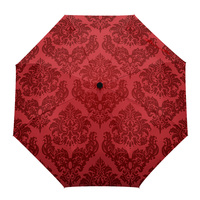 Red Texture Automatic Umbrella Men Women Rain Windproof Outdoor Travel Sun Three Folding Umbrellas 8 Ribs Gift Parasol