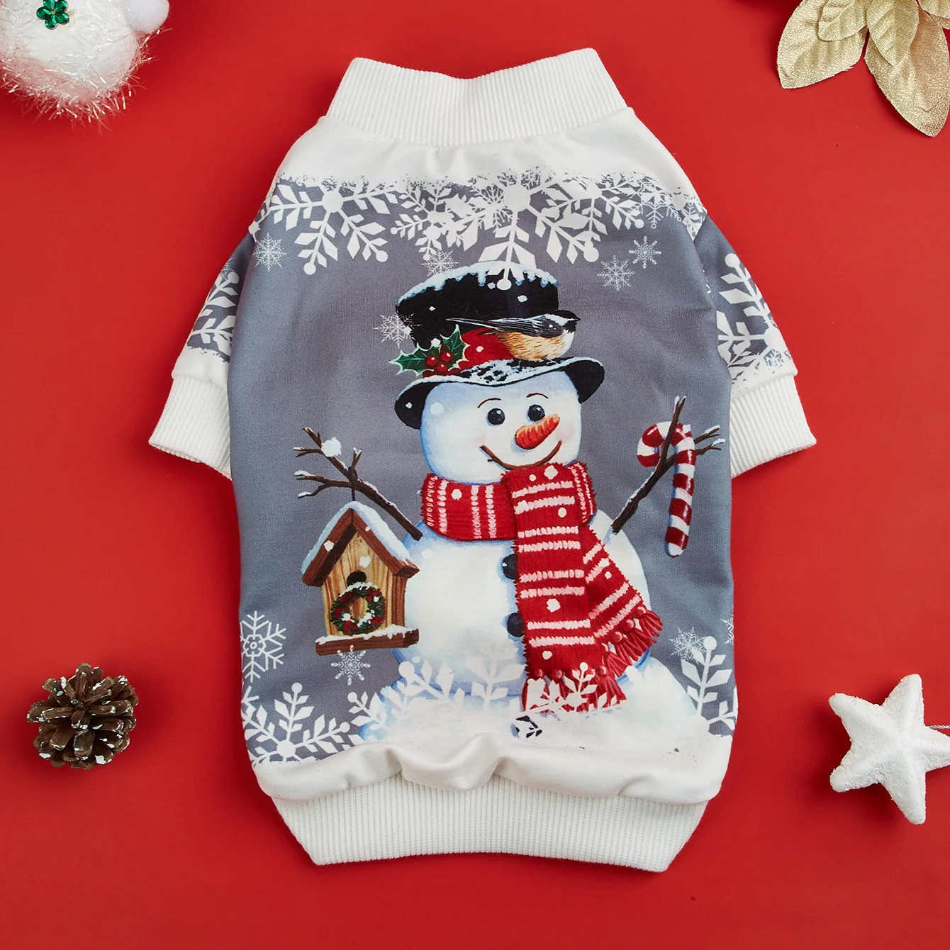 Dog Hoodies Puppy with Cute Snowman Printed Sweatshirts for 