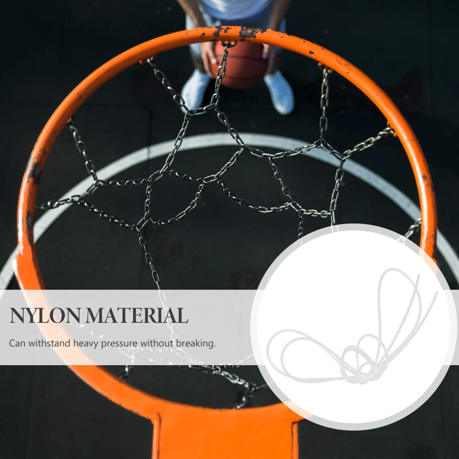 Rede de basquete para cesta de basquete, 2 peças, substituição, corda de rosqueamento, cabo de fixação de rede de nylon de alta resistência para redes de estrutura de basquete