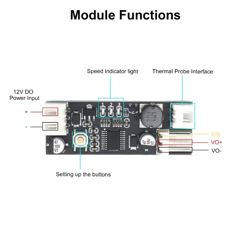 DC12V PWM Speed Controller Fan Speed Governor 2-3 Wire Computer Temperature Control Switches for PC CPU Coolers Fan Alar