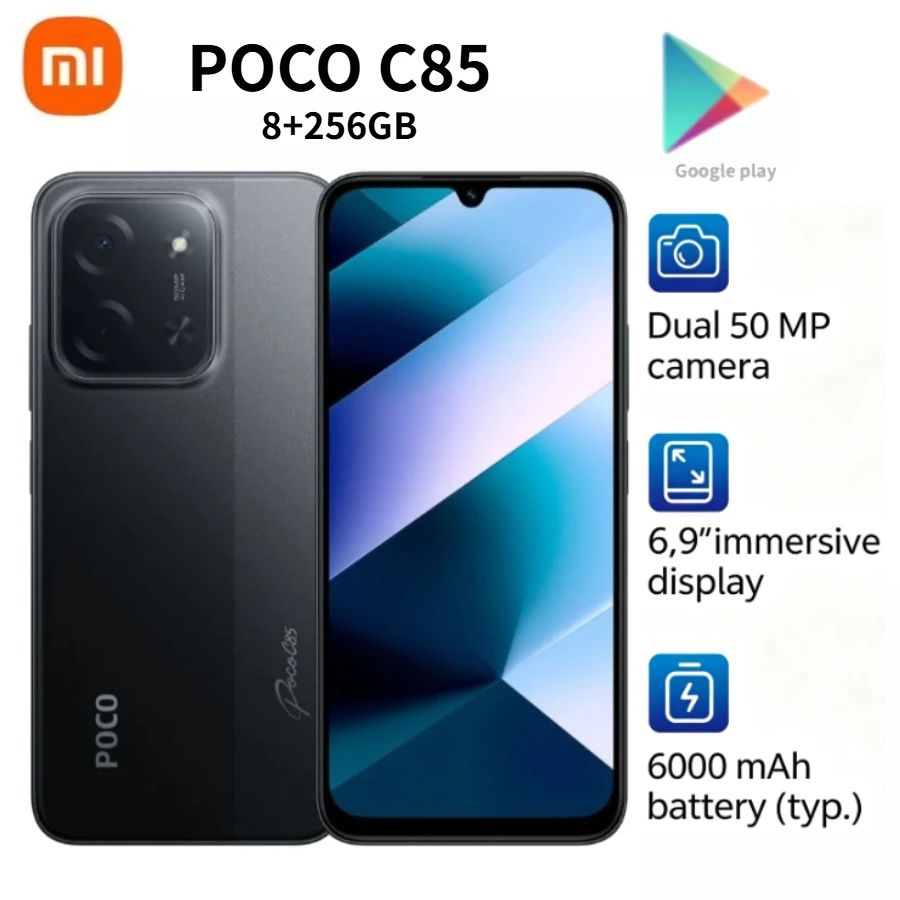 2026 Latest POCO C85 Global Version Unlocked Dual SIM Cell Phone 6.9-inch Large HD Display 8GB RAM 256GB Ample Storage
