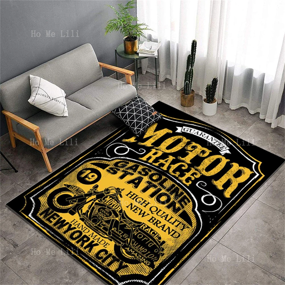 Racing Gas Station New York City Vintage Logo Motorbike Tin Sign Metal Sign Art Carpet Floor Decorated Living Room