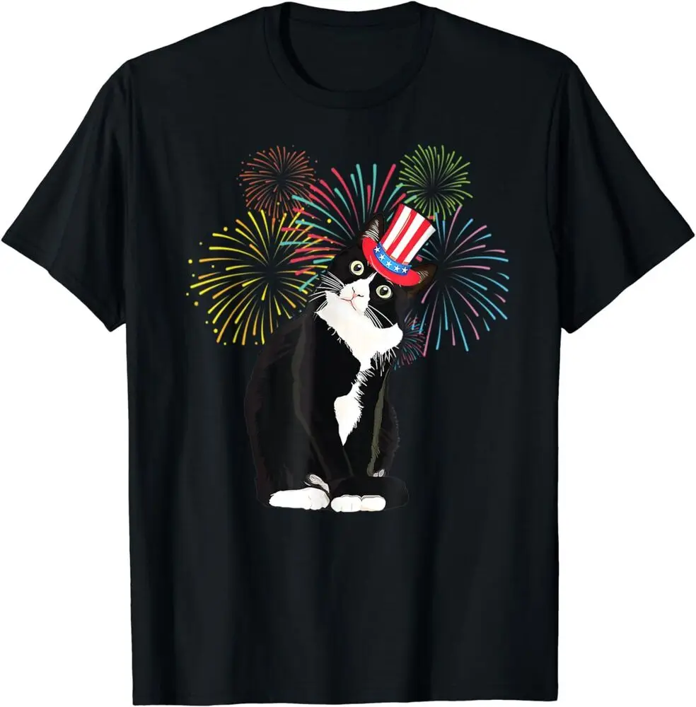 Tuxedo Cat 4th Of July Patriotics Design Idea T-Shirt Anime Graphic T-shirts For Men Clothing Women Tees 100%Cotton Short Sleeve