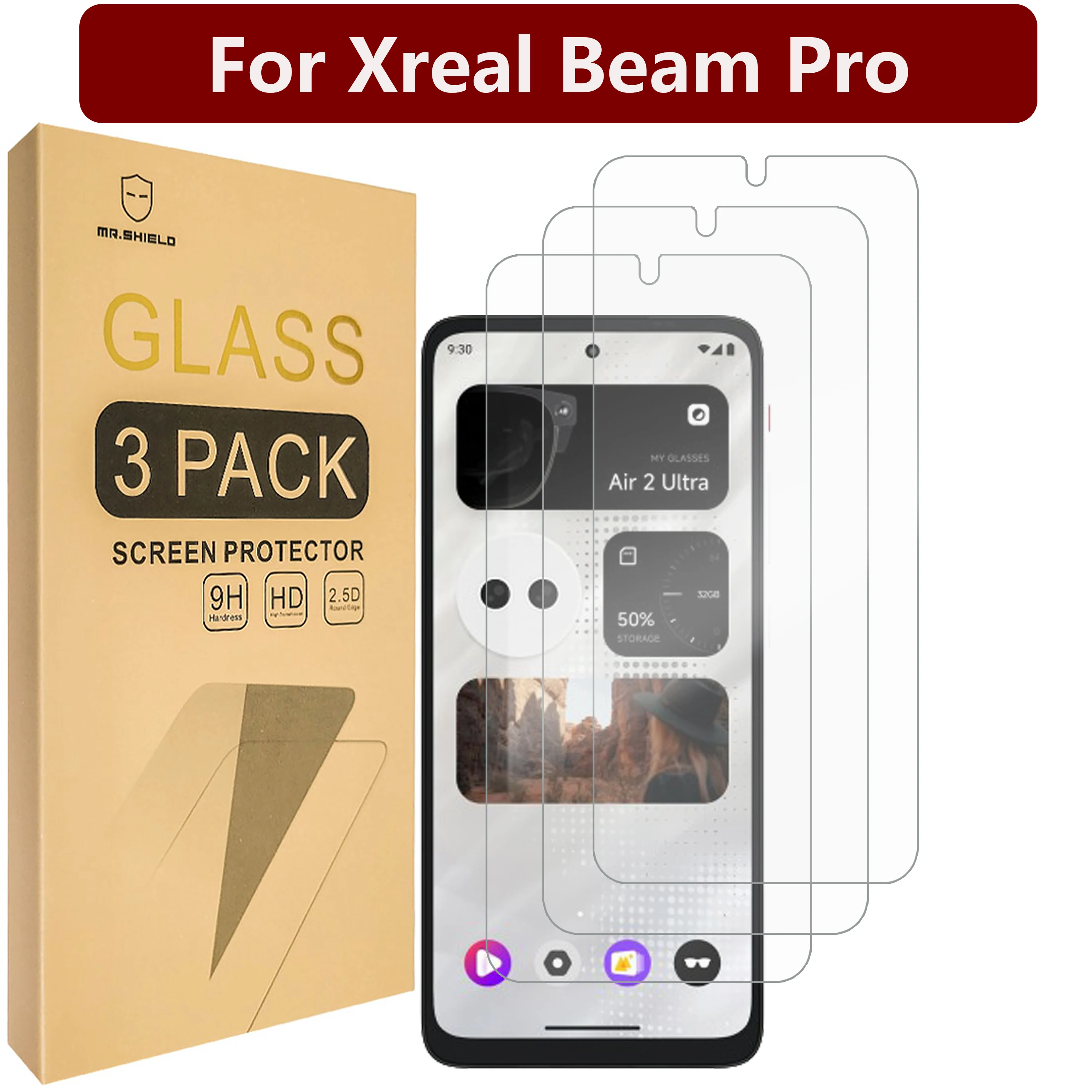 

Mr. Защитный экран совместим с Xreal Beam Pro [закаленное стекло] [3 шт. в упаковке] [Японское стекло с твердостью 9H]