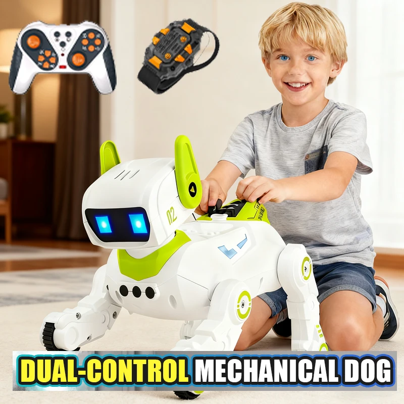 Chien Robot RC pour animaux de compagnie, cascade électronique, avec pulvérisation sonore légère, tactile interactif, Programmable, mécanique intelligente, cadeau d'anniversaire pour enfants