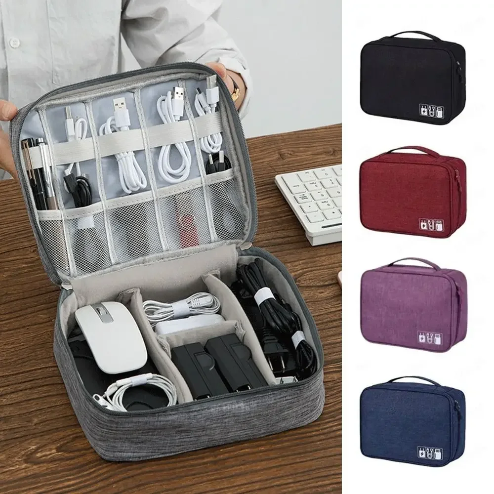 Data Cable Storage Bag Large Capacity Travel Headphone Storage Box USB Gadget Cable Bag Hard Disk Charger Power Bank Organizer