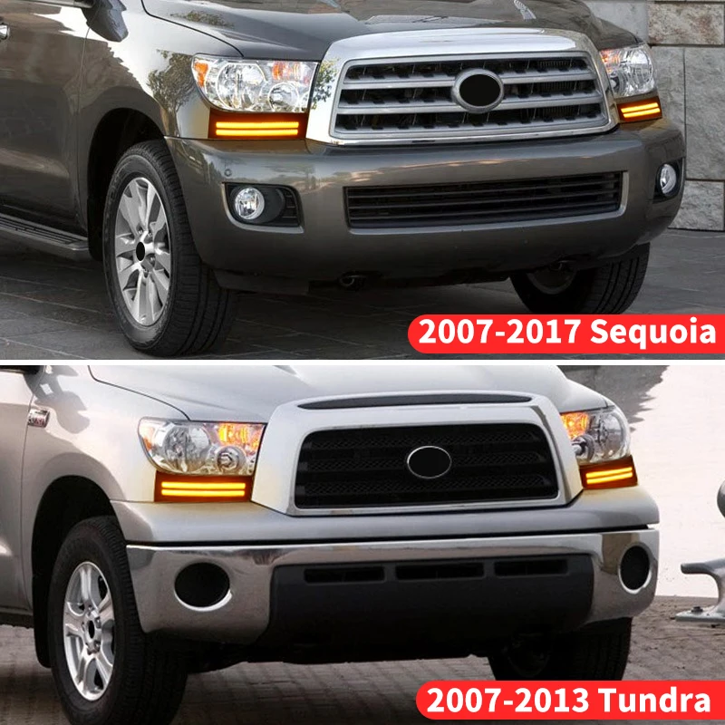 For 2007-2017 Toyota Tundra Sequoia Daytime Driving Lamp Led Dynamic Turn Signal Fog Light Modification Accessories 2008 2009