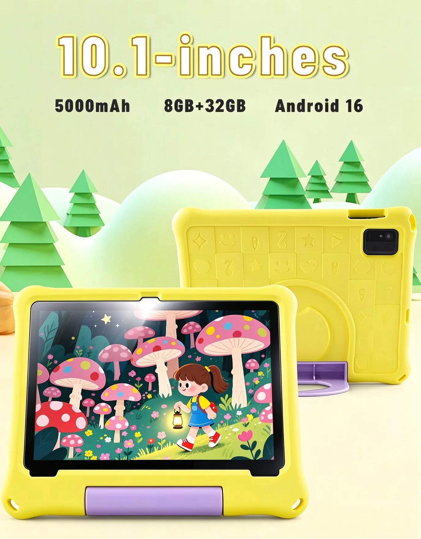 Paitanry 10 inch Kids Android 16 Tablet 8GB (3+5GB) RAM 32GB ROM 5000Mah Octa-core Wifi Children's Learning Educational Tablet