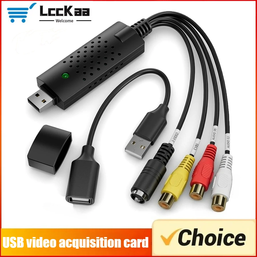 Adaptador de tarjeta de captura de Audio y vídeo USB, convertidor de vídeo con Cable USB, convertidor VHS a Digital para TV, PC, DVD, dispositivo de captura VHS