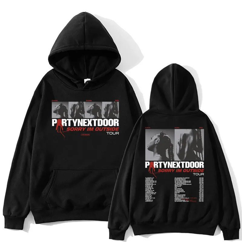 Rapper Partynextdoor Sorry Im Outside Tour Hoodies Men's Vintage Hip Hop Oversized Pullover Fleece Casual Sportwear Streetwear