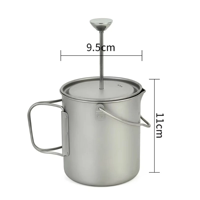 750ml Titanium French Press Coffee Maker Mug with Lid, Outdoor Camping Lightweight Coffee Cup Pot gallery 4