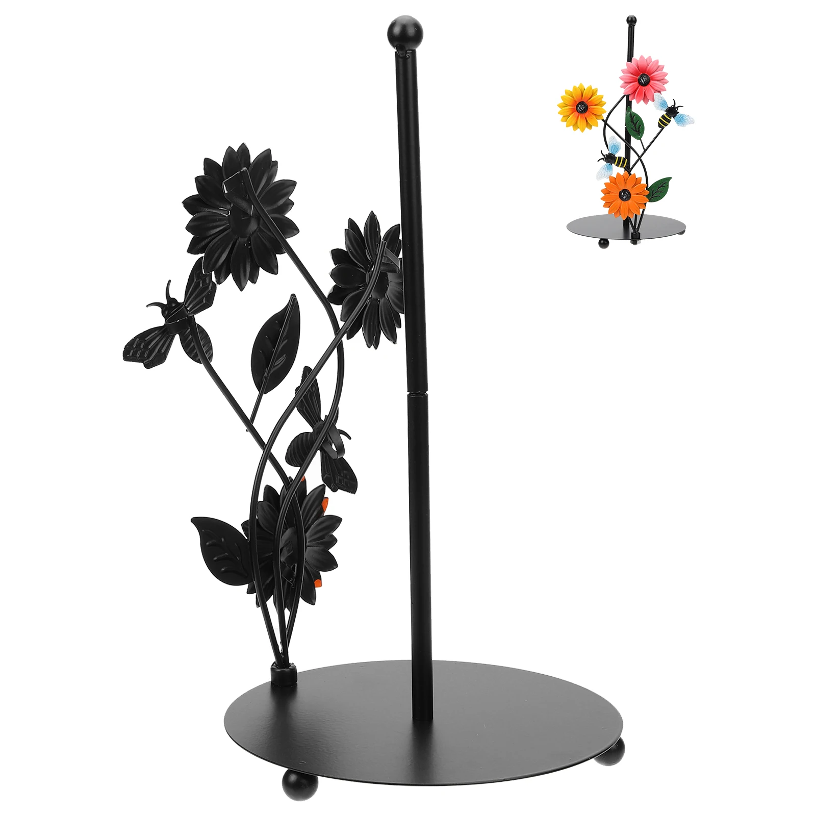 

Sunflower Metal Paper Towel Holder Kitchen Roll Rack Farmhouse Heavy Duty Stand Vertical Kitchen Towel Organizer For Home Decor