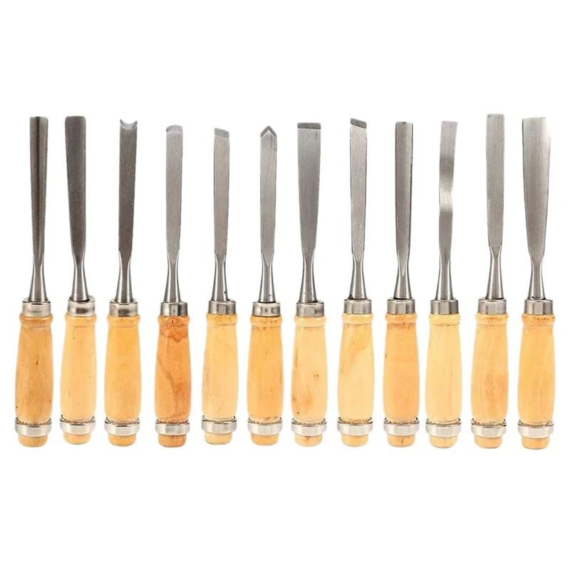 

12 Pcs Wood Sculpture Carving Chisel Tool Set DIY Art Craft Woodworking Sculptural Gouges Hand Wood Carving Chisel Tools